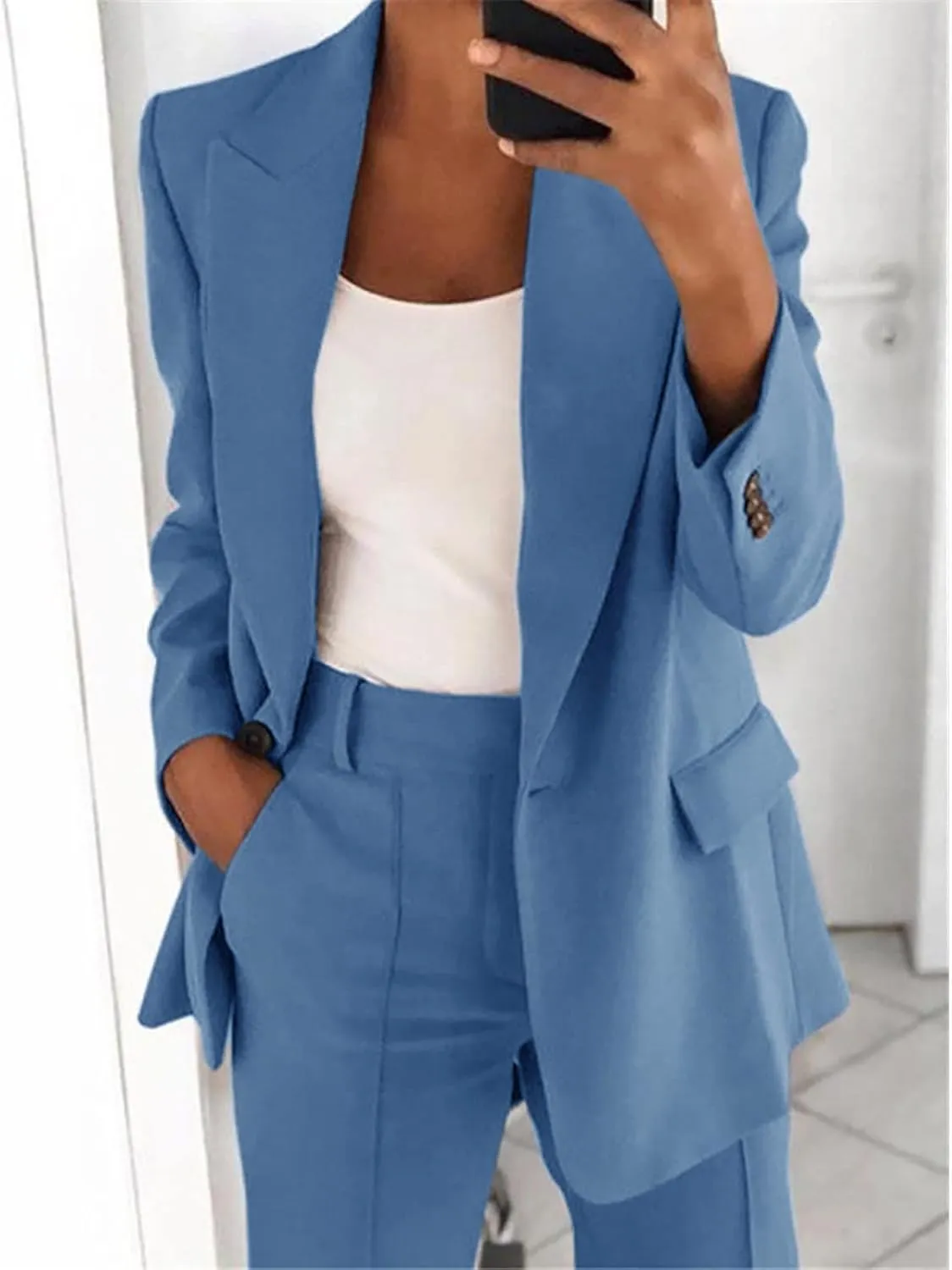 Blazers for Women 2024 Casual Plus Size Business Coats Dressy Loose Button Down Cardigan Work Suit Jacket with Pocket