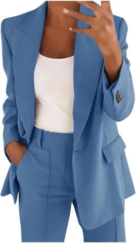 Blazers for Women 2024 Casual Plus Size Business Coats Dressy Loose Button Down Cardigan Work Suit Jacket with Pocket