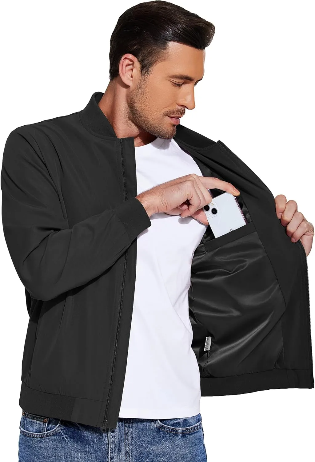 COOFANDY Men's Lightweight Bomber Jacket Casual Fashion Windbreaker Flight Zip Up Jackets Outdoor Coat