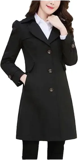 Dvbfufv Women Lapel Collar Trench Coat Spring Autumn Fashion Mid Length Jacket Female Single Breasted Outerwear