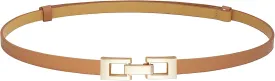 Glamorstar Skinny Belts for Women Thin PU Leather Waist Belt with Gold Buckle for Dresses