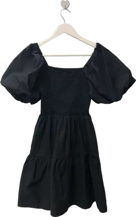 In The Style Corset Detail Puff Sleeve Mini Skater Dress In Black UK 12