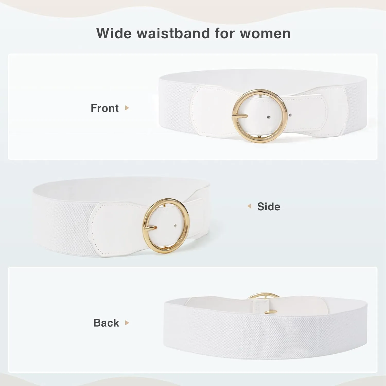 Kajeer 2 Pack Women Stretchy Waist Belt, Vintage 2.4 inch Chunky Buckle Belts for Ladies Dress