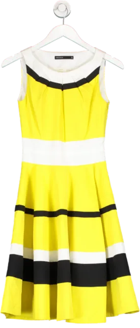 Karen Millen Yellow Contrast Panel Skater Dress UK 6