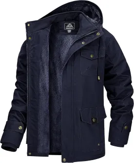 MAGCOMSEN Men's Winter Coat Military Jacket Fleece Lined Parka Cotton Cargo Jacket