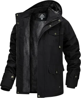 MAGCOMSEN Men's Winter Coat Military Jacket Fleece Lined Parka Cotton Cargo Jacket