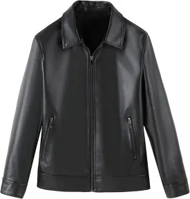 Maiyifu-GJ Mens Leather Jackets Windbreaker Casual Slim Fit Faux Leather Jacket Spring Fall Lightweight Motorcycle Biker Coat