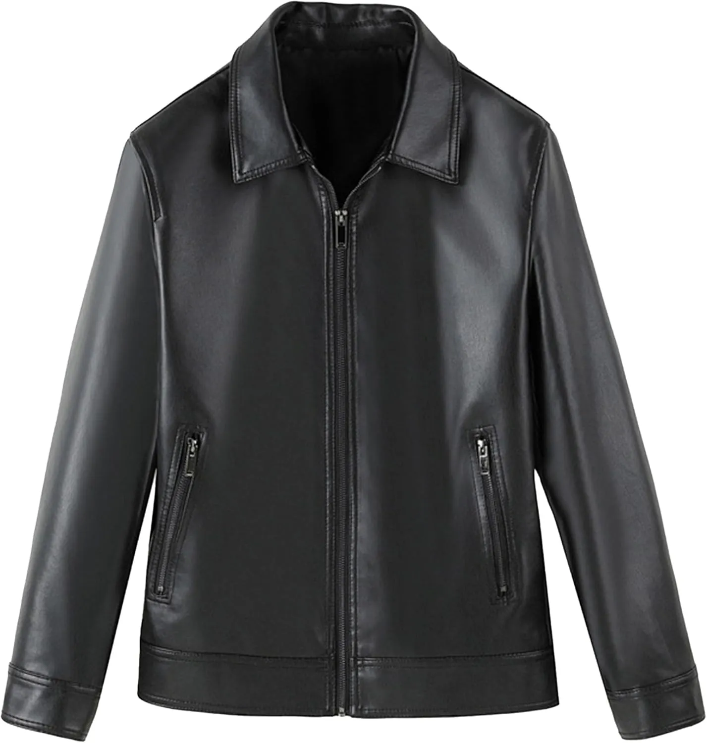 Maiyifu-GJ Mens Leather Jackets Windbreaker Casual Slim Fit Faux Leather Jacket Spring Fall Lightweight Motorcycle Biker Coat