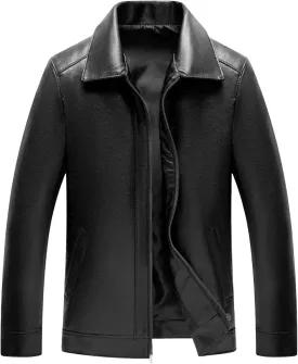 Maiyifu-GJ Men's Vintage Faux Leather Jacket Motorcycle Lightweight Leather Jacket Zip-Up Slim Fit Biker Coat Windbreaker
