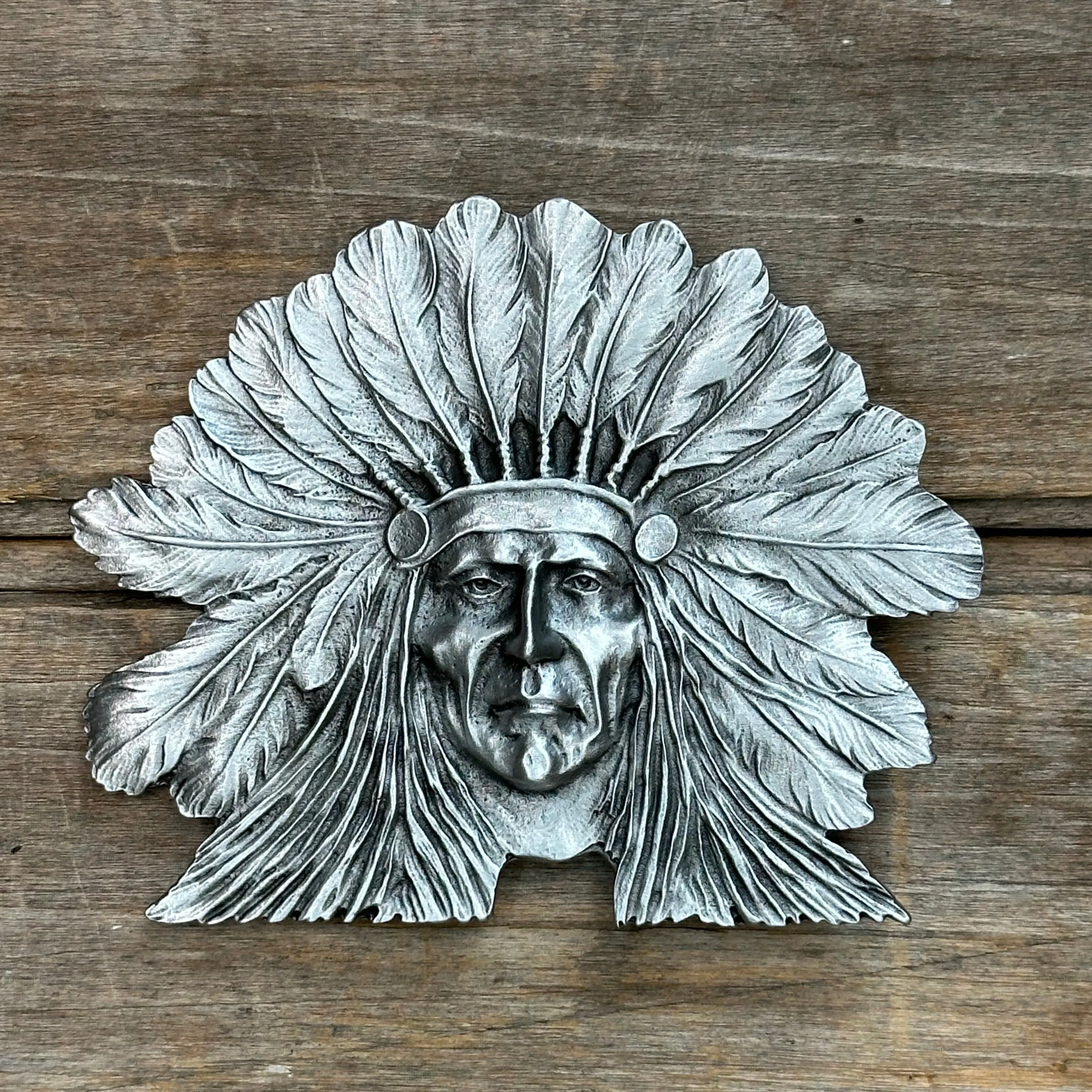 Pewter Sitting Bull Indiana Metal Craft Belt Buckle