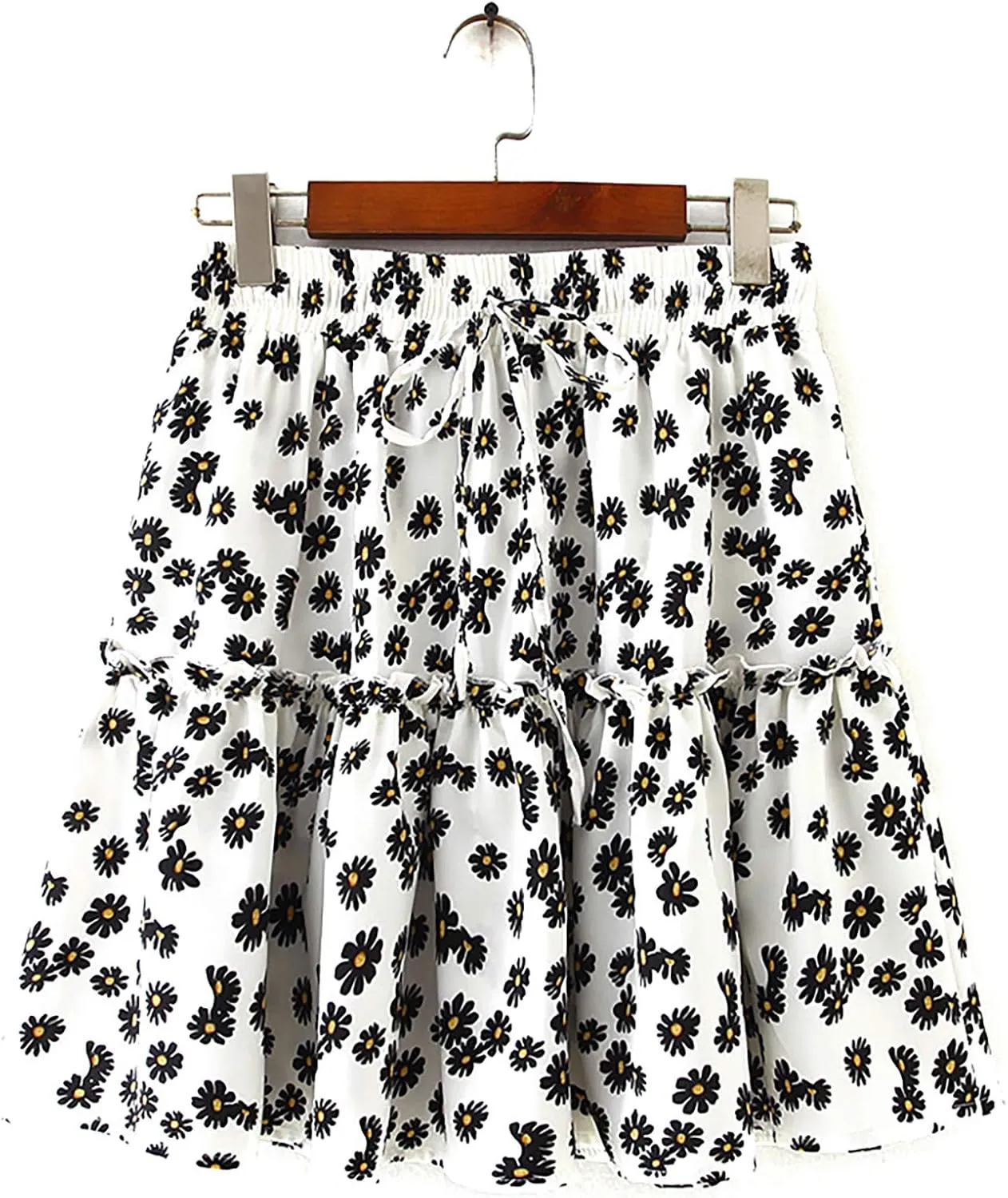 Relipop Women's Flared Short Skirt Polka Dot Pleated Mini Skater Skirt with Drawstring