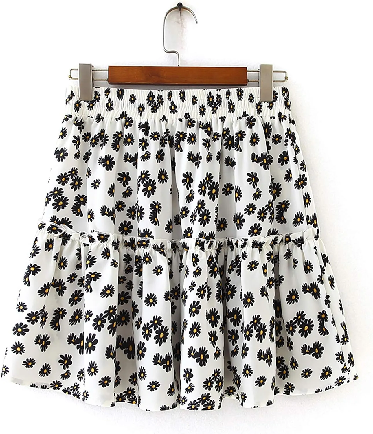 Relipop Women's Flared Short Skirt Polka Dot Pleated Mini Skater Skirt with Drawstring