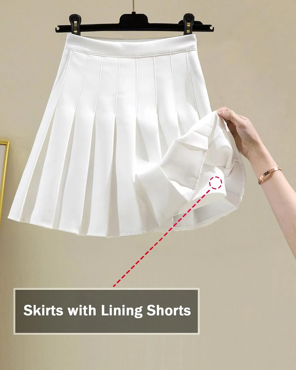 SCKTOO Womens Girl High Waisted Pleated Tennis Skirt School A-Line Skater Skirts with Lining Shorts