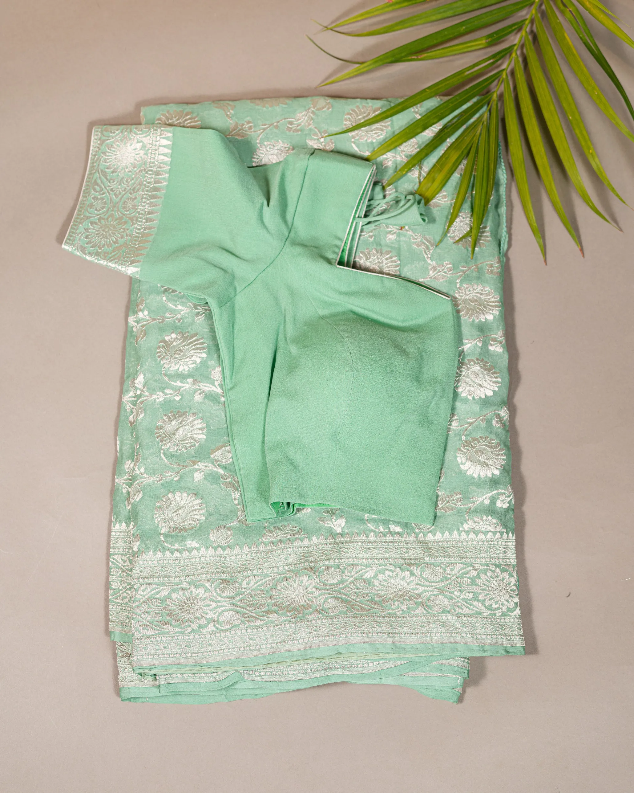 SEA GREEN BANARASI GEORGETTE SAREE