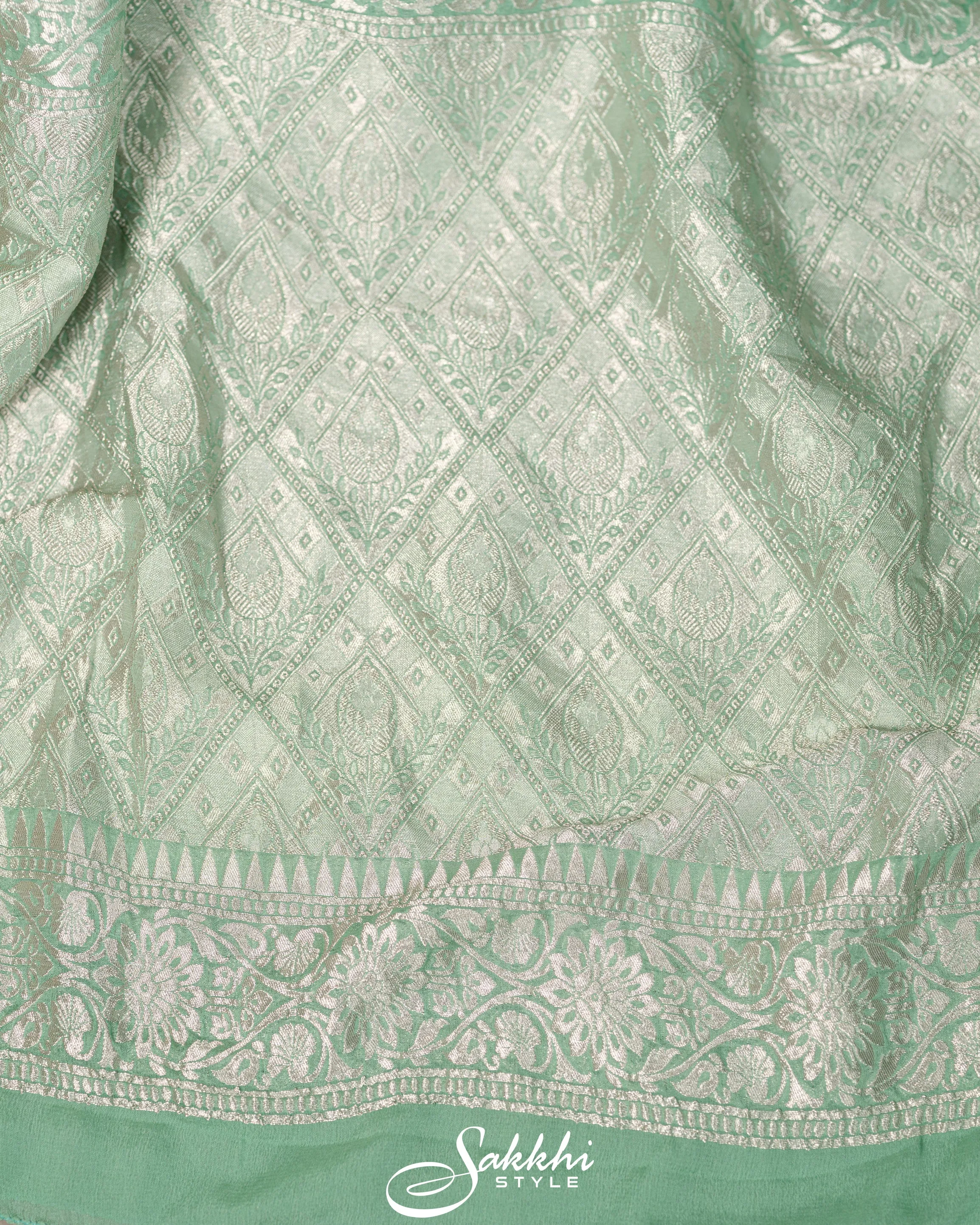 SEA GREEN BANARASI GEORGETTE SAREE