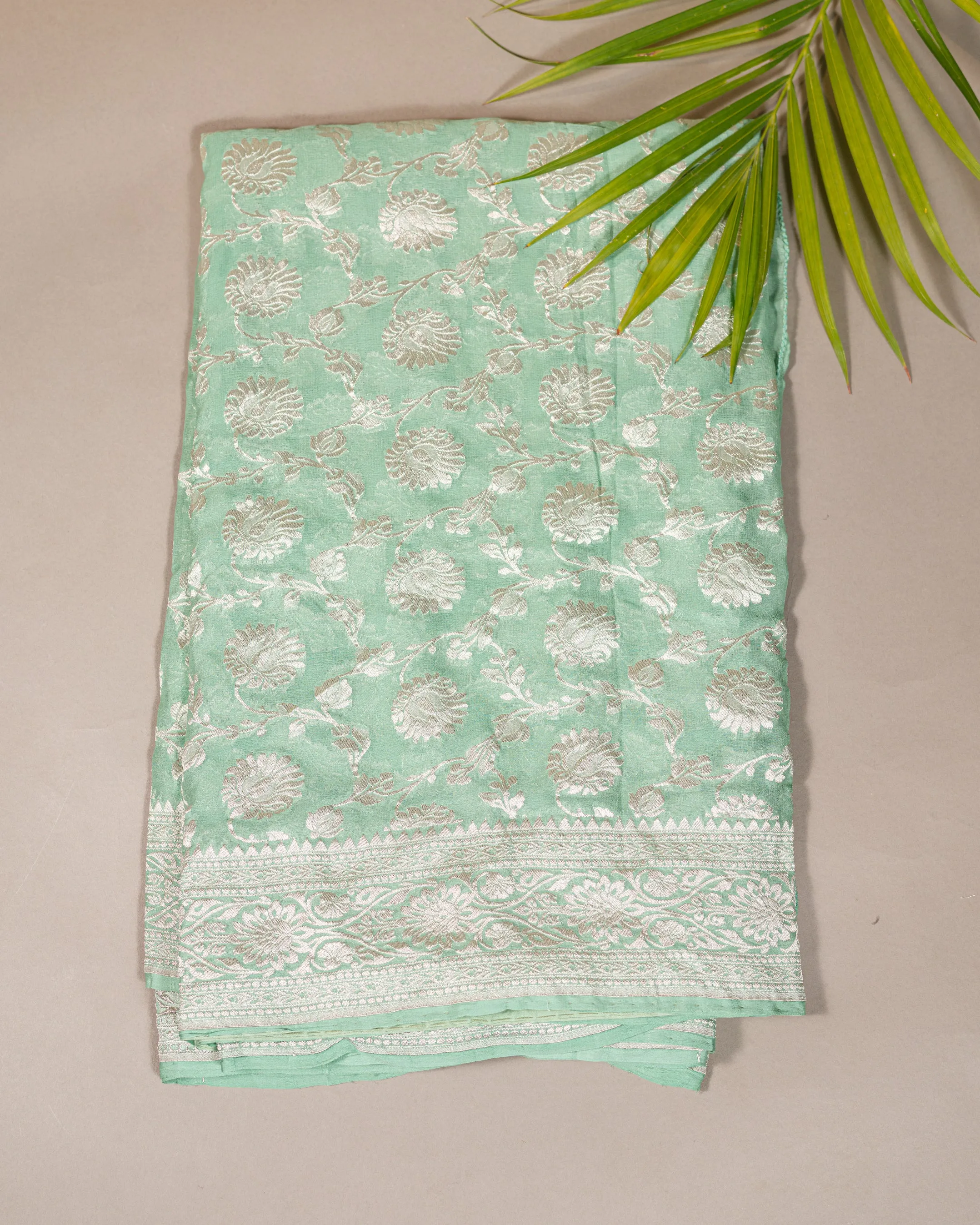 SEA GREEN BANARASI GEORGETTE SAREE