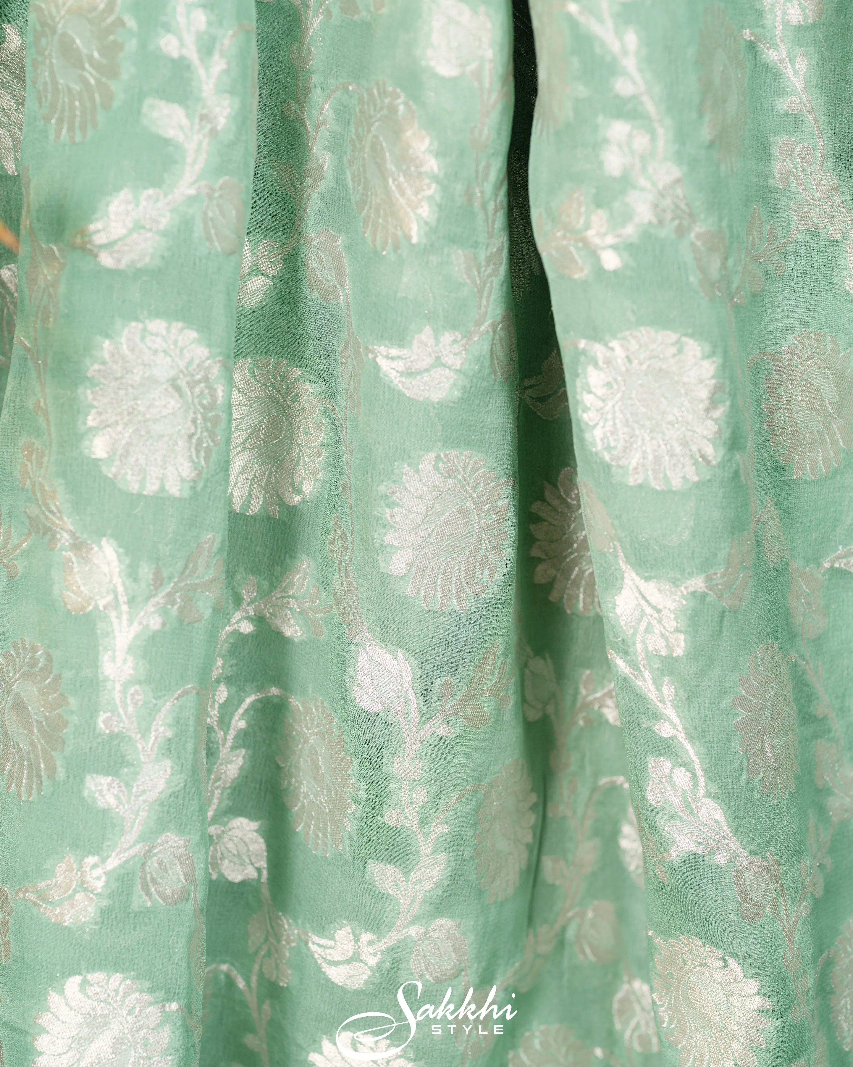 SEA GREEN BANARASI GEORGETTE SAREE