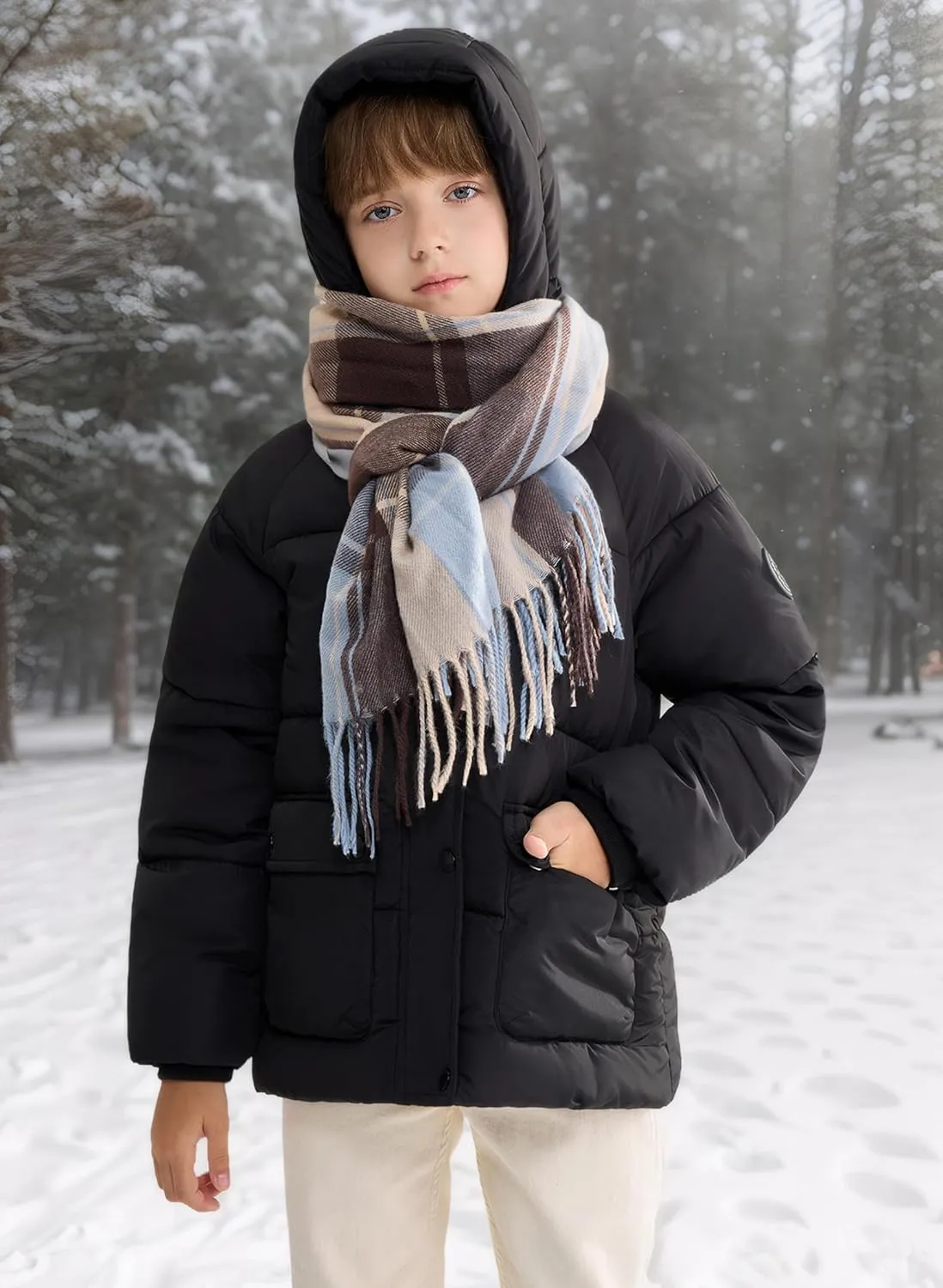 SOLOCOTE Kids' Winter Coat Water Repellent Windbreak Heavyweight Quilted Puffer Parka Jacket Outerwear for Boys Girls