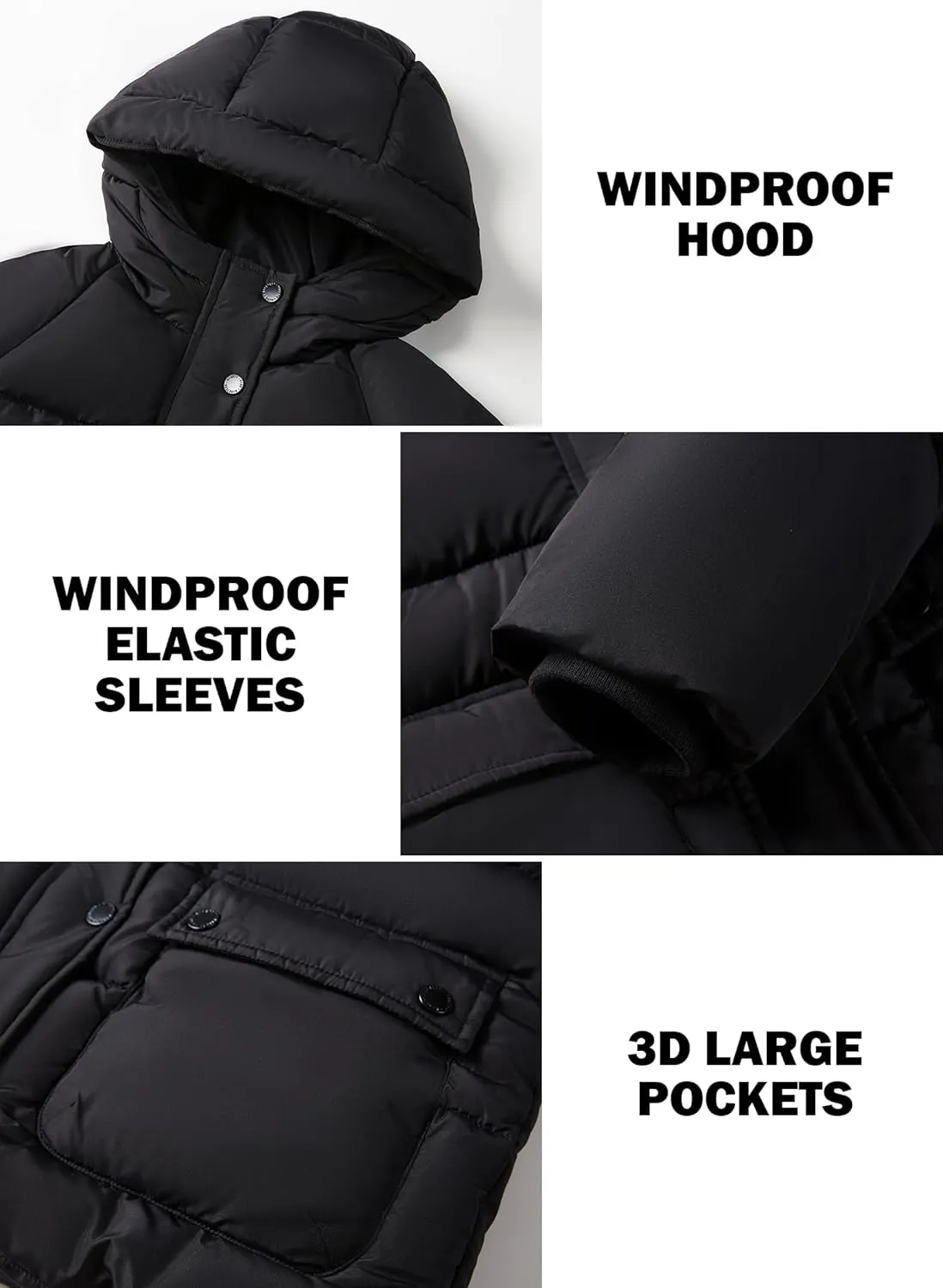 SOLOCOTE Kids' Winter Coat Water Repellent Windbreak Heavyweight Quilted Puffer Parka Jacket Outerwear for Boys Girls