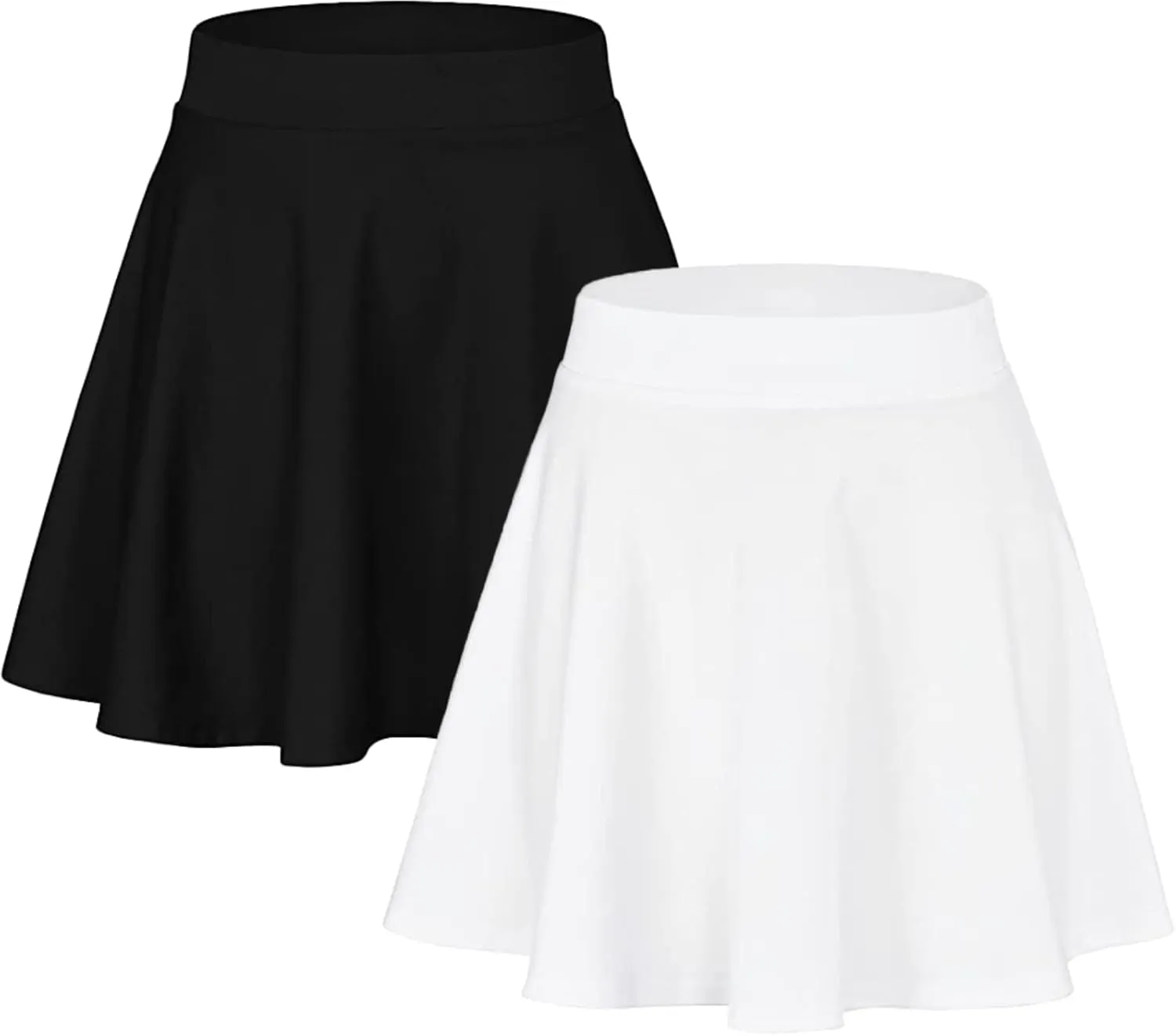 Sweet Hearts Womens 2-Pack Basic Skater Skirt- Versatile Stretchy Mini Flared Skirt Made in USA