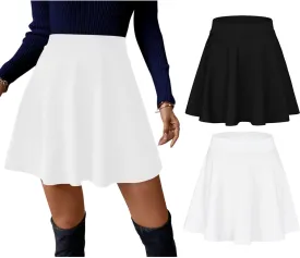 Sweet Hearts Womens 2-Pack Basic Skater Skirt- Versatile Stretchy Mini Flared Skirt Made in USA