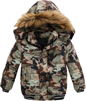 Toddler Boys Down Jacket Hooded Warm Padded Thick Winter Outerwear Clothes Boys Snowsuit Coat Parka