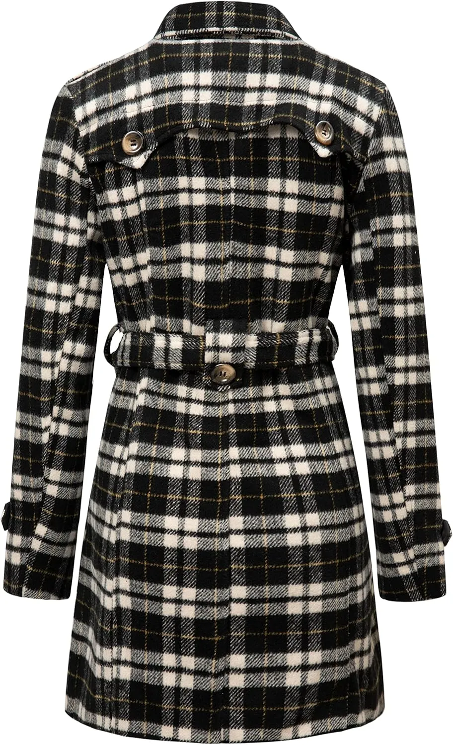wantdo Women's Double Breasted Pea Coat Winter Mid-Long Trench Coat with Belt