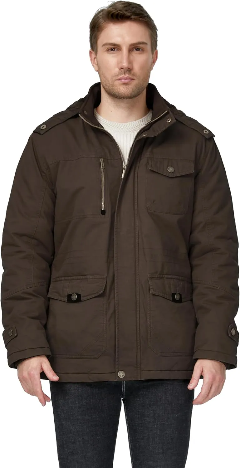 WenVen Men's Winter Thicken Cotton Parka Jacket Warm Coat with Removable Hood