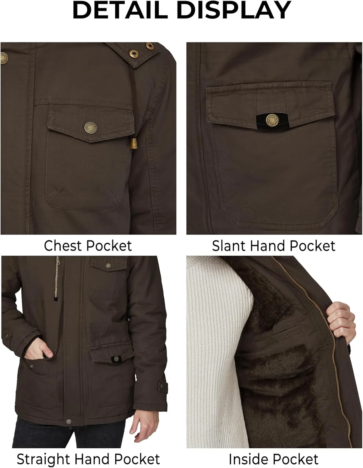 WenVen Men's Winter Thicken Cotton Parka Jacket Warm Coat with Removable Hood
