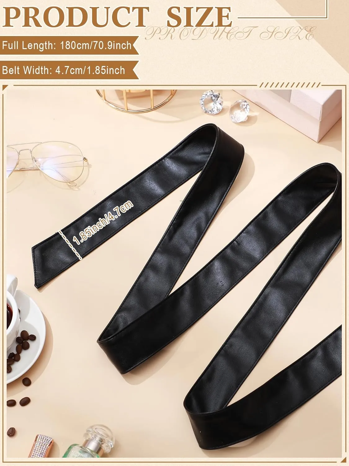 Women Leather Wrap Belt Obi Waist Fashion Tie Belt PU Sash for Dress Coat 1.85 Wide