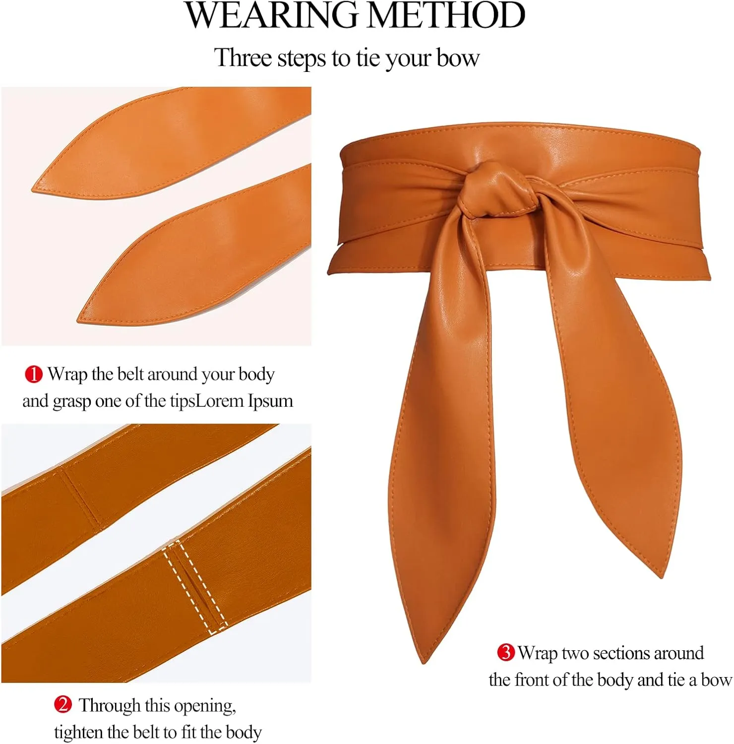 Women Obi Belt Wide Cinch Belt Soft PU Leather Tie Up Wrap Around Waist Belt Knotted Waistband Corset Belt For Dress