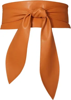 Women Obi Belt Wide Cinch Belt Soft PU Leather Tie Up Wrap Around Waist Belt Knotted Waistband Corset Belt For Dress