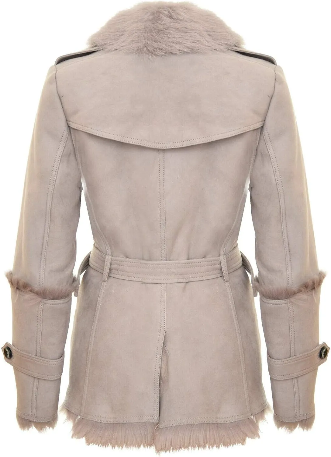 Women's Warm Leather Jacket Detachable Hooded Parker Trench Coat