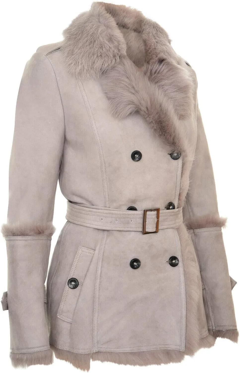 Women's Warm Leather Jacket Detachable Hooded Parker Trench Coat