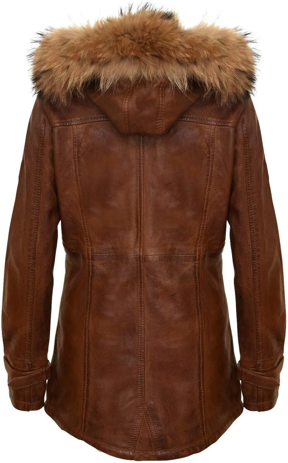 Women's Warm Leather Jacket Detachable Hooded Parker Trench Coat